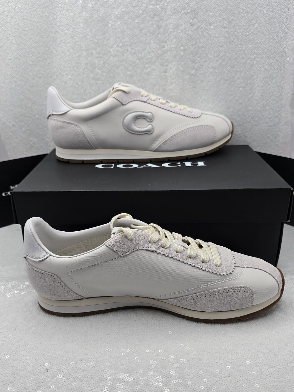 Coach Flat Retro Low Profile Sporty Sleek Men's Sz 9 Lace-Up Sneaker White